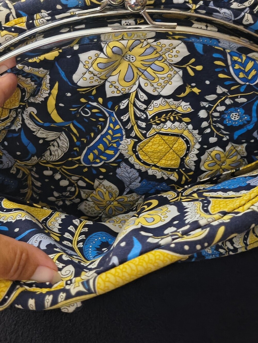 Vera Bradley Eloise Kiss Lock Satchel Elephant (Discontinued Pattern and Style) - Picture 4 of 7